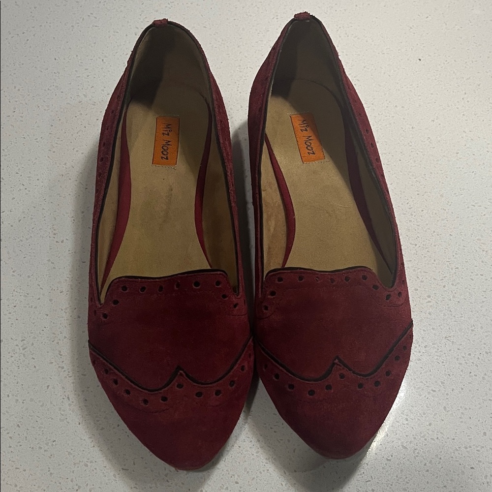 Miz Mooz Womens Burgundy Suede Loafers